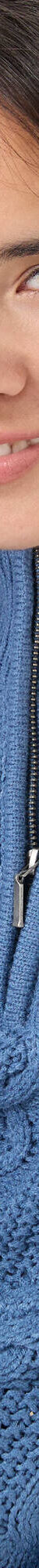 Pull col montant zippé, maille torsadée (bleu jean) Pull col montant zippé, maille torsadée (bleu jean)